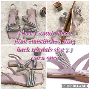Vince Camuto prizza pink embellished sling back sandals size 7.5 NWOT